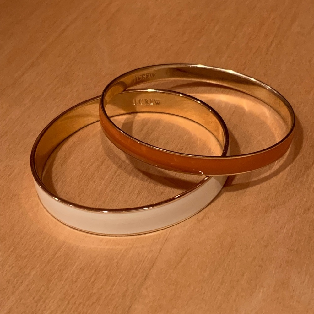 J Crew Enamel Bangle Set. Off-White and Orange.